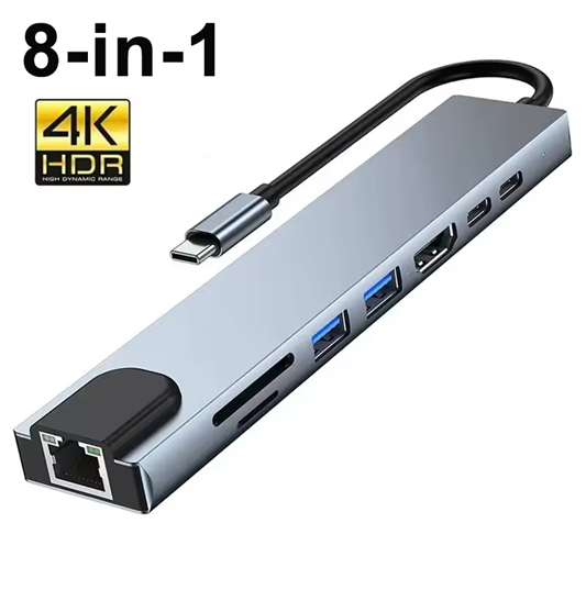 8in1 USB C HUB 3.0 Type C Splitter 4K Docking Station