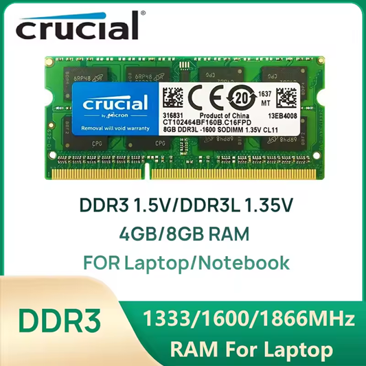 RAM LAPTOP CRUCIAL DDR3L 8GB 1600 MHZ